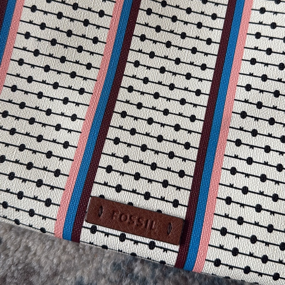 Fossil Women's Polka Dot and Striped Purse in White and Brown - Picture 10 of 14
